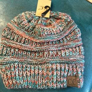 NWT CC Beanie color #19 multi color teal, rust,white,brown